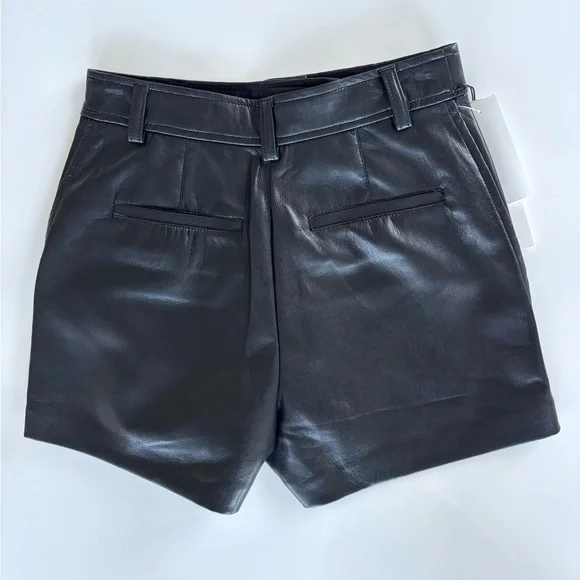 NWT Babaton Black Vegan Leather Agency 3" Mini Short, Size 0 - Picture 3 of 10